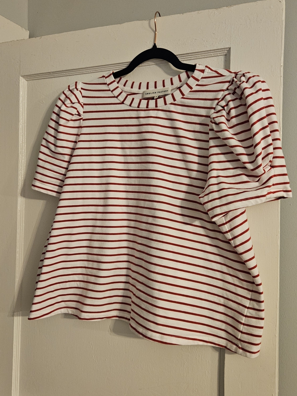 English Factory White Tee with Red Stripes